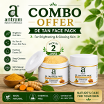 2 Combo Pack Antram De Tan Face Pack – Brightening & Glowing Skin Formula for All Skin Types (100gm+100gm)