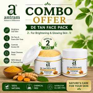 2 Combo Pack Antram De Tan Face Pack – Brightening & Glowing Skin Formula for All Skin Types (100gm+100gm)